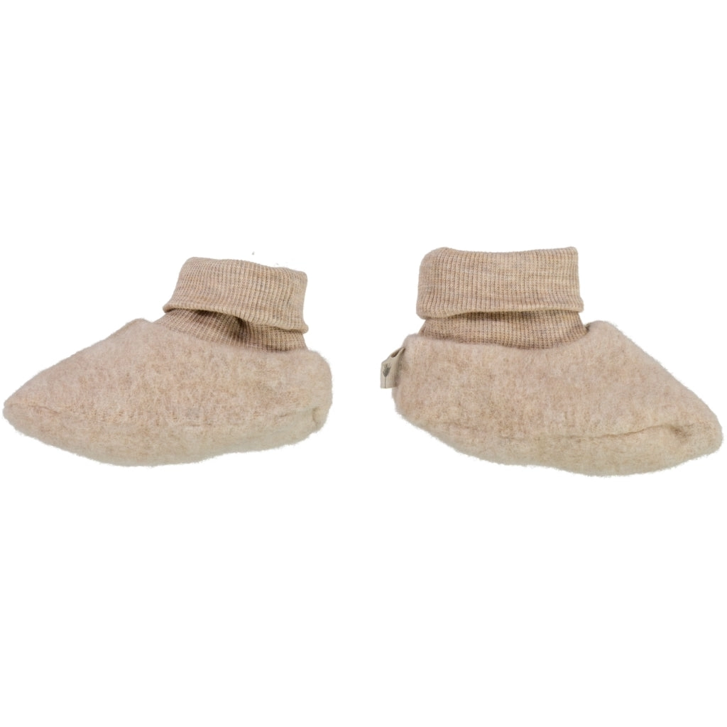 Wool Fleece Booties - khaki melange