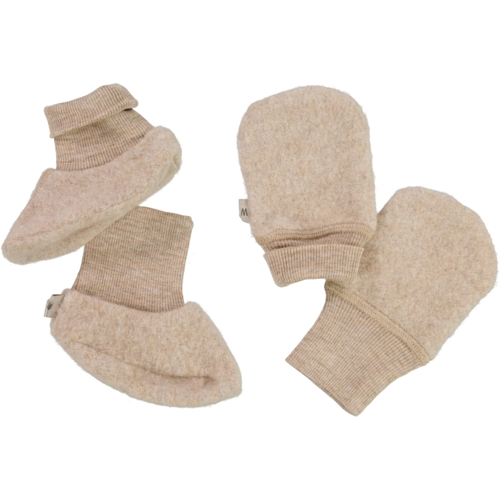 Wool Fleece Booties - khaki melange